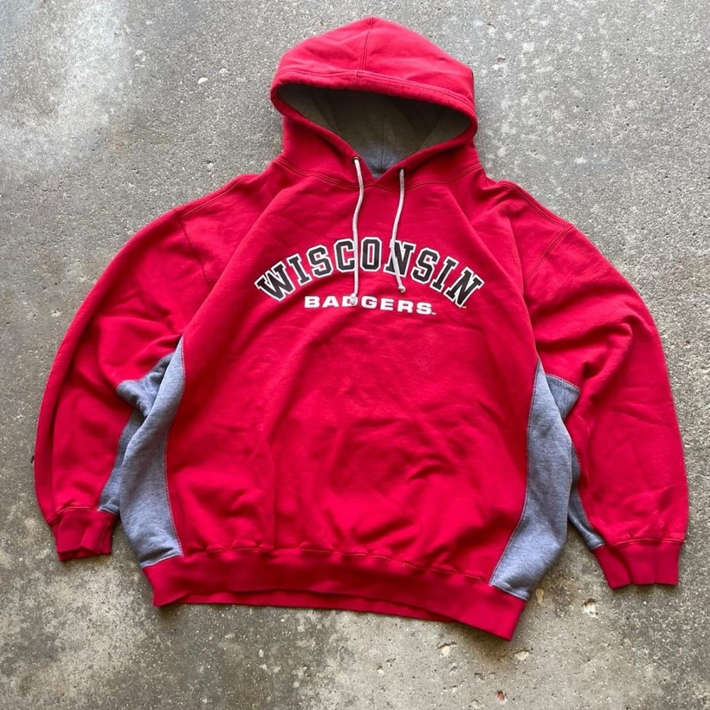 JanSport Red and Gray Fleece Hoodie